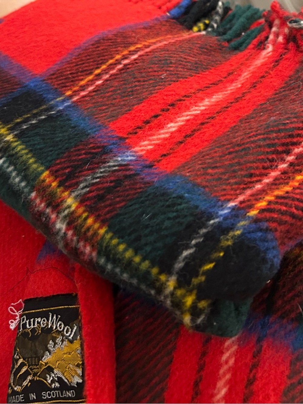 Red Tartan Wool Throw Blanket